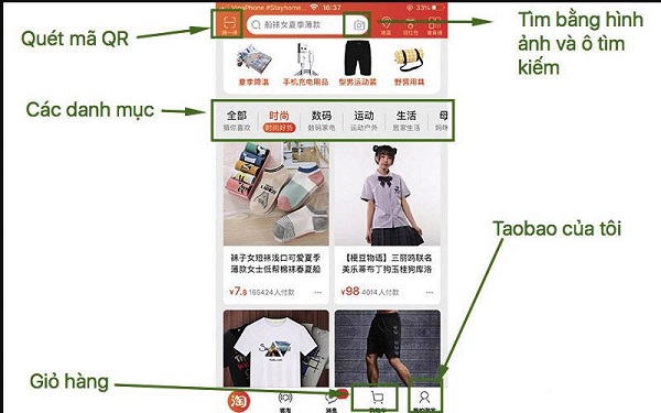 Cách tìm kiếm sản phẩm trên app order Taobao
